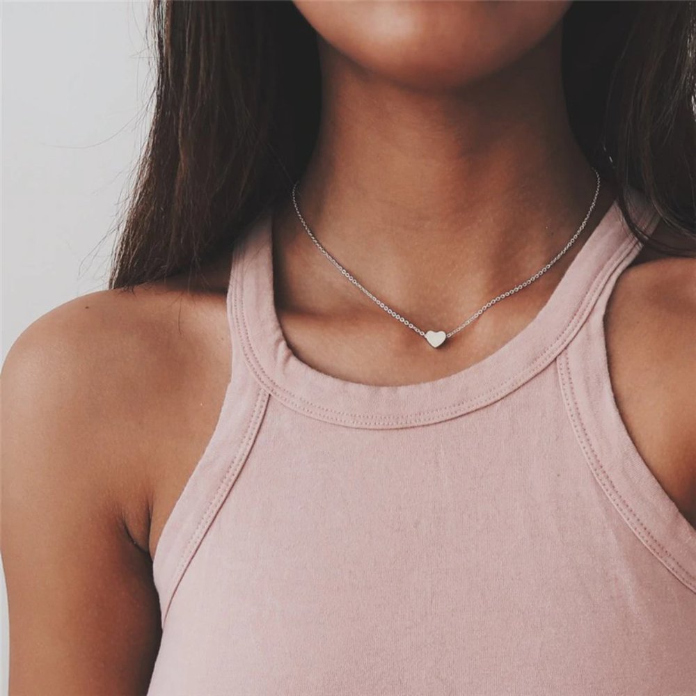 Tiny Silver Heart Necklace